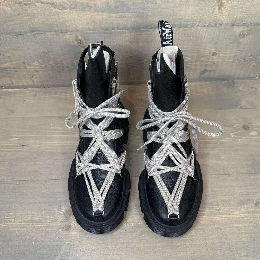 NIB Dr. Martens x Rick Owens 1460 DMXL Megalace RO Black Leather Boots US 10.5 - Picture 5 of 12